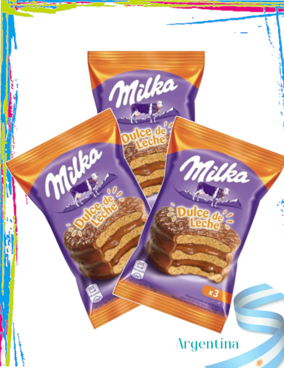Alfajores Argentinos Milka Triple Dulce de Leche- Pack 3und