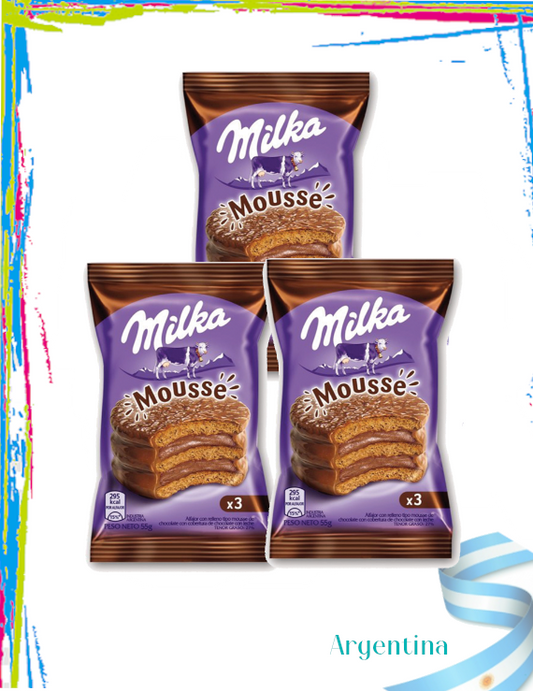 Alfajores Argentinos Milka Mousse de Chocolate- Pack 3und